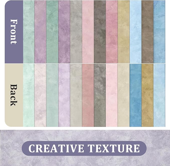 Scrapbook Paper 12x12 - 24 Sheets/24 Designs Double-Sided Textured Craft Paper, Boho Patterned Scrapbooking Paper for Scrapbook Supplies Junk Journals Card Making Origami Photo Album, Soft Pastel