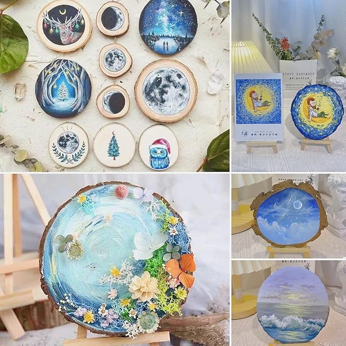Natural Wood Slices Small, 60 Pcs 1.5-2 in Mini Wood Rounds, Unfinished Wooden Circles with Bark for DIY Crafts Centerpieces (4-5cm)