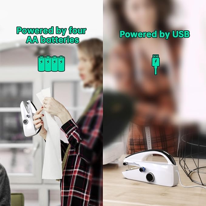 Handheld Sewing Machine,Two dear,Mini sewing machine,Easy to Use and Fast Stitch Suitable for Clothes,Fabrics, DIY Home Travel Electric Handheld Sewing Machine.Black