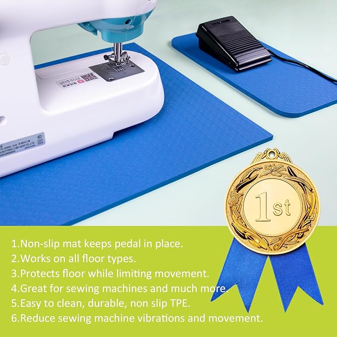 2 Pcs Sewing Machine Muffling Mat & Sewing Machine Pedal Mat, Muffling Mat Reduce Sewing Machine Vibrations and Movement, No Slip Mat for Sewing Machine Foot Pedal, Quilting Supplies Accessories