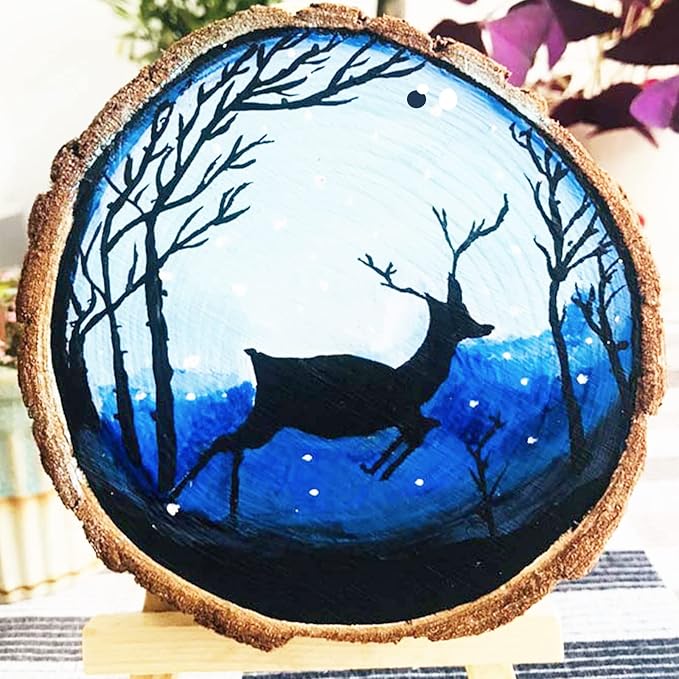 SENMUT Wood Slices 30 Pcs 3.1-3.6inch Natural Rounds Unfinished Wooden Circles Christmas Ornaments for Crafts Wood Kit Predrilled with Hole Wood Coasters, Craft Supplies for DIY and Painting