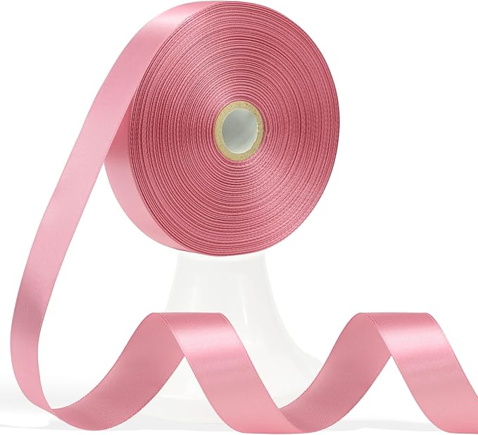 60 Yards Rose Gold Satin Ribbon 3/4 Inch, Solid Polyester Fabric Ribbon for Gift Wrapping, Crafts, Flower Bouquet, Wedding, Baby Shower, Festival, Christmas, Halloween