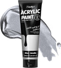 JusArt Acrylic Paint Metallic Silver Tubes 250ml (8.45 oz), Non Toxic Craft Paint, No Fading Rich Pigment for Canvas Painting, Wood, Fabric, Clay, MetallicStone, Ceramics Art Supplies for Artists, Adults
