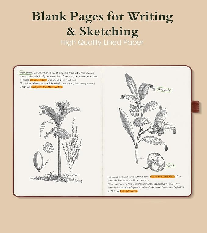 Blank Journal Notebook for Women Men,160 Pages,A5 Hardcover Sketchbook for Drawing, Sketch book, Unlined Notebooks for School,Work, Note Taking,Travel Journals for Writing 5.8"x8.5" (Brown)