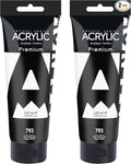 AUREUO Black Acrylic Paint Set, 4 Fl Oz / 120ml 2 Lamp Black Tubes, Rich Pigment Art Craft Paints for Canvas, Rocks, Wood, Ceramic, Fabric - Art Supplies for Beginners, Professionals, Artists