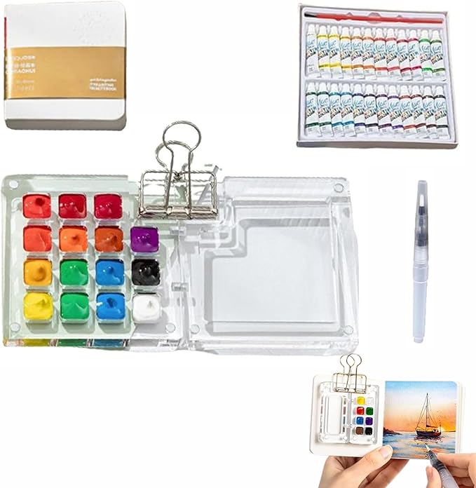 Watercolor Kit, Watercolor Set, Mini Watercolors Set, Pocket Artist Watercolors Travel Sets, Travel Water Color Kit
