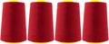 Mandala Crafts 4 Pack of Serger Threads Cones Spools - 40S/2 24000 Yards Polyester Brick Red Threads for Sergers Machine and Overlock Quilting Sewing Machine