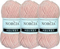 Soft Velvet Yarn Chenille Yarn for Crocheting Super Bulky 3x100g (3x74.3 yds) Baby Blanket Yarn for Knitting Amigurumi Yarn for Crochet Weaving Craft (Powder, 3 Skeins)