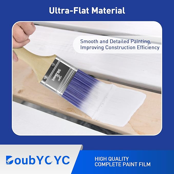 Paint Brushes - 4 Pack, 2" Flat Brushes, Paint Brush Set, Wood Paint Brushes for Walls, Stain & All Oil Paints - Home Improvement - Interior & Exterior Use