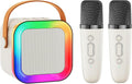 Mini Karaoke Machine Speaker for Kids Adults,Portable Bluetooth with 2 Wireless Microphones,Christmas Birthday Gifts Toys Girls Boys Ages 4, 5, 6,7, 8,9,10,11,12+ Years Old Toddler (Off-White - 2 Mic)