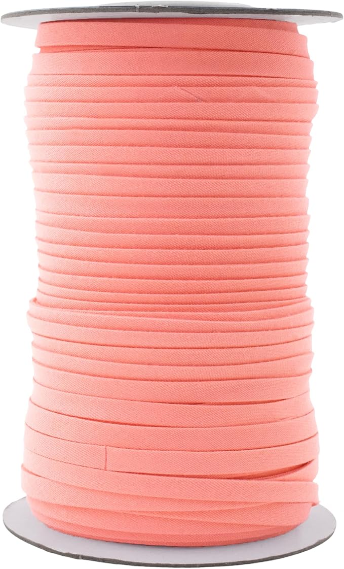 Mandala Crafts 55 Yards 1/4 Inch Salmon Double Fold Bias Tape for Sewing - Bias Binding Tape for Quilting Binding, Hemming, Seam, and Fabric Piping