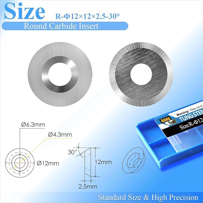 Asieg Tool Ci3 R1 12mm Round Carbide Inserts Cutters Knifes Indexable Replacement High Strength Fits For Popular DIY Woodworking Lathe Wood Turning Finisher Hollower Tools 10pc