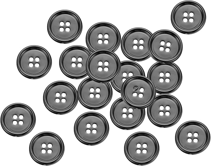 HARFINGTON 20pcs Metal Sewing Button, 20mm 4-Hole Round Suit Shirts Coats Clothes Sewing Buttons for Decoration Craft, Gunmetal