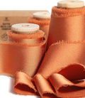 Vitalizart Terracotta Silk Satin Ribbon 1-1/2 inch x 15 Yard Fall Ribbon Burnt Orange Handmade Frayed Ribbons for Gift Wrapping Baby Shower Wedding Bridal Bouquets Holiday Decor