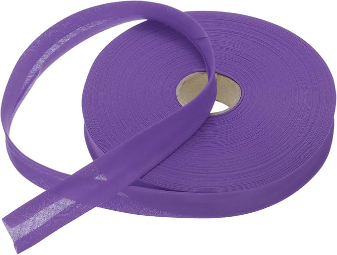 MECCANIXITY 1 Inch Single Fold Bias Tape Polyester Continuous Bulk Bias Tape for Sewing,Seaming Quilting Hemming Binding Crafts (Purple 50 Yards)