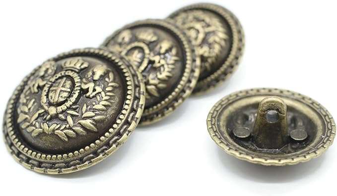 Bronze Metal Shank Buttons - 12 Pcs - 5 Size Options - Luxury Horse Round Wave Metal Shank Buttons for Men Women Blazer Coat Uniform Shirt Suit and Jacket Sewing Craft DIY N18103