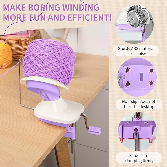 BAPOTH Yarn Winder, Efficient Yarn Winder for Crocheting Make 3.5oz Yarn Cakes, Easy to Use and Install Yarn Ball Winder with Lower Noise, The Helper for Knitting Lover for Yarns Below Size 5