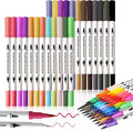 ArtBeek Art Brush Markers Pens for Adult Coloring Books, School Supplies for Teens, 24 Colors Numbered Dual Tip (Brush and Fine Point) Drawing Markers for Note Taking Planner Journal Calligraphy