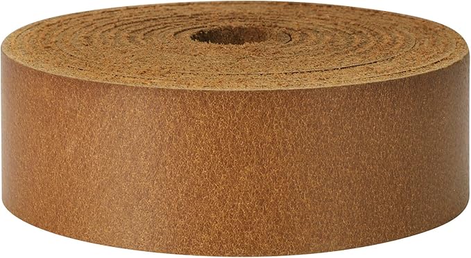 Ringsun 1 Inch Wide Flat Leather Straps for Crafts, Full Grain Leather Strips Cord String for Crafts, Tooling (2mm Thick 72.5 Inches Long Bourbon Brown)