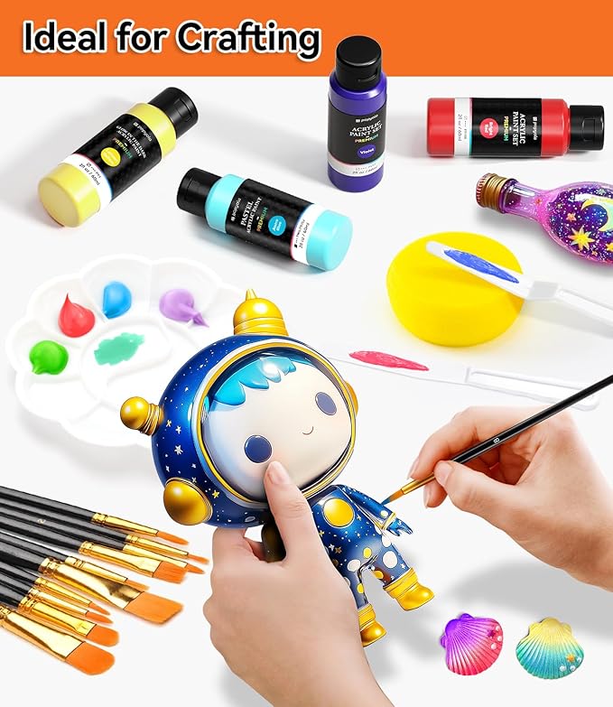 52 PCS Classic & Pastel & Glow in the Dark Acrylic Paint Set with 12 Brushes, 2 Knives & Palette, 36 Colors Art Craft Paint for Beginners, Canvas Ceramic Rocks Wood Painting Kit Art Supplies