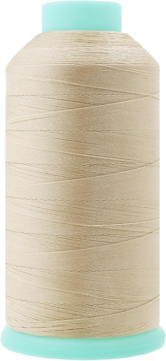 Mandala Crafts Size 46 210D T45 Bonded Nylon Thread - Cream 2843 YDs Tex 45 Heavy Duty Sewing Threads for Leather, Jeans, Weaving, Outdoor Marine Upholstery