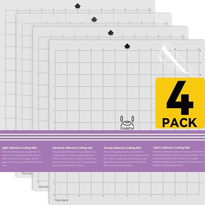 Cutting Mats for Silhouette Cameo 5/4/3/2/1 12x12 Inch 4 Mats Standard Stickness Dot Design Durable Long Lasting Replacement Sticky Cut Mat for HTV Vinyl Cardstock Projects