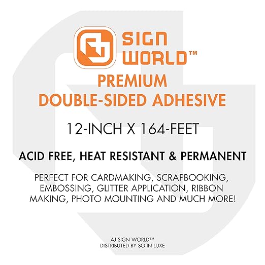 Best 12" Ultra-Thin Permanent Double-Sided Tape for Arts, Crafts, Die Cutting, Photography, Scrapbooking, Tear-by-Hand, Documents, All Purpose (12-Inch by 55 Yards)