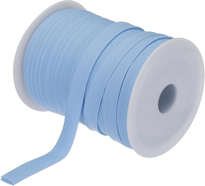 MECCANIXITY 1/2 Inch Double Fold Bias Tape Polyester Continuous Bulk Bias Tape for Sewing,Seaming Quilting Hemming Binding Crafts (Light Blue 55 Yards)