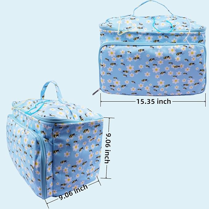 WAZAIGUR Indoor Outdoor Portable Yarn Storage Organizer for Crocheting Knitting Lovers Tote Large Capacity Knitting Project Bag, Blue