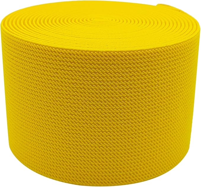 Gold Knit Elastic Band for Pants Waist 3 inch 5 Yards Wide Double-Side Twill Woven Elastic Heavy Stretch Elastic Spool Band for Sewing-Wigs-Skirts-Craft DIY Projects