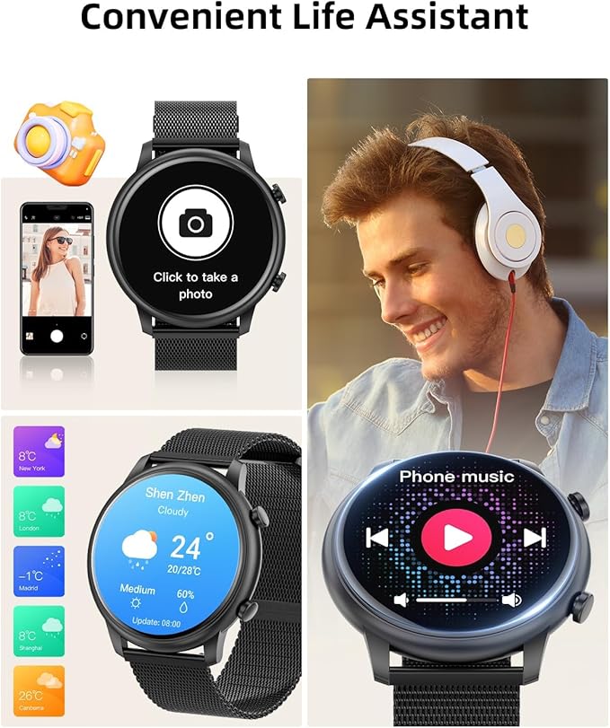 Hwagol Smart Watches for Women Android Phones iPhone Compatible(Bluetooth Call),1.39'' Round Fitness Tracker Heart Rate/SpO2/Sleep Monitor,100+Sport Modes Pedometer