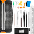 Famomatk 23PCS Weeding Tools for Vinyl, Craft Weeding Tools Set with 12Inch Paper Cutter and Trimmer for Scrapbooking,Silhouettes,Cameos,Lettering,Cutting,Craft Paper, Labels and Cardstock(Black)