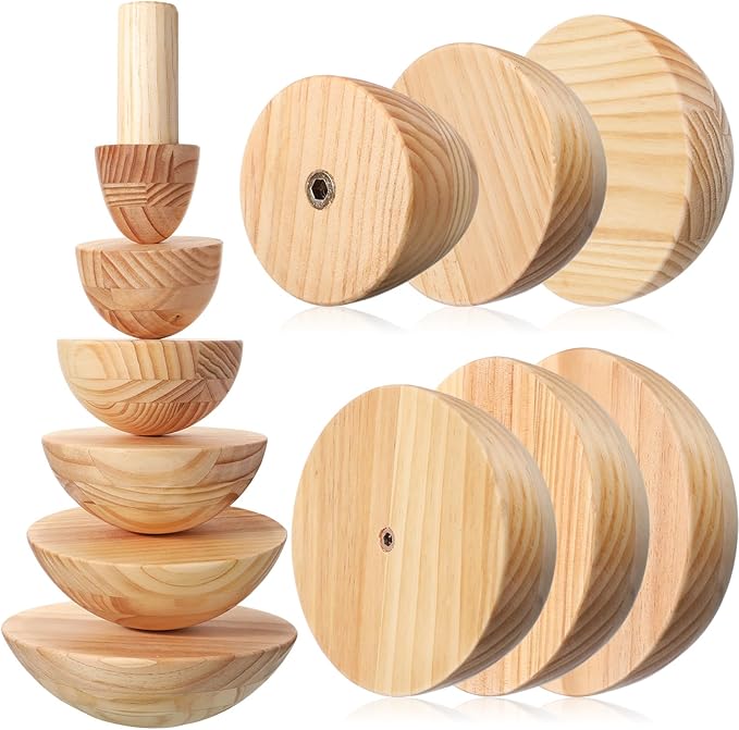 6 Pack Pottery Molds 3'' 4'' 5'' 6'' 7'' 8'' Thickness 2.5'' Plaster Molds Wood Pottery Tools with Handle for Ceramic Top Forms DIY Bowls Plate Dish Slump Press Art Making (Hemispherical)