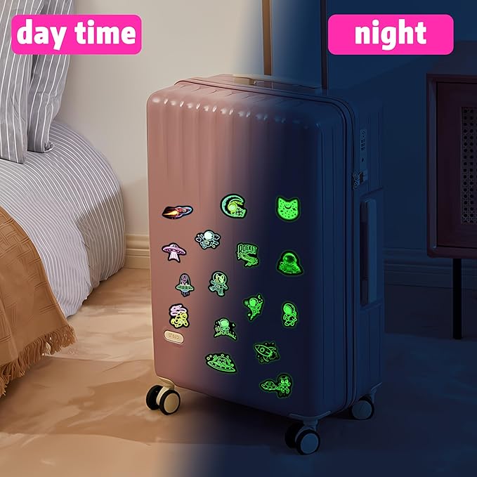 75 Pcs Neon Space Planets Stickers for Kids Glow in The Dark, Vinyl Astronaut Sticker for Water Bottle, Waterproof Laptop Decals for Teens Girls Boys Adults