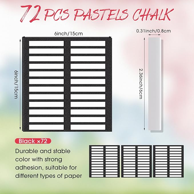 72 Pcs Soft Chalk Pastels Set Square Sketch Chalk Soft Pastel for Artists Non-toxic Artist Pastel Sticks for Professional Artists and Art Lovers(White)