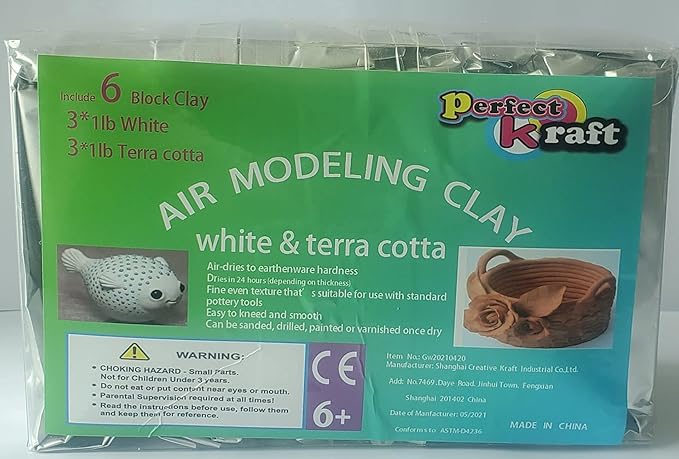 No Baking Air Drying Modeling Clay, Terracotta* 3lb&White*3lb. | All Purpose Compound | Self-Hardening DIY Creative Sculpting Clay for Adults Kids
