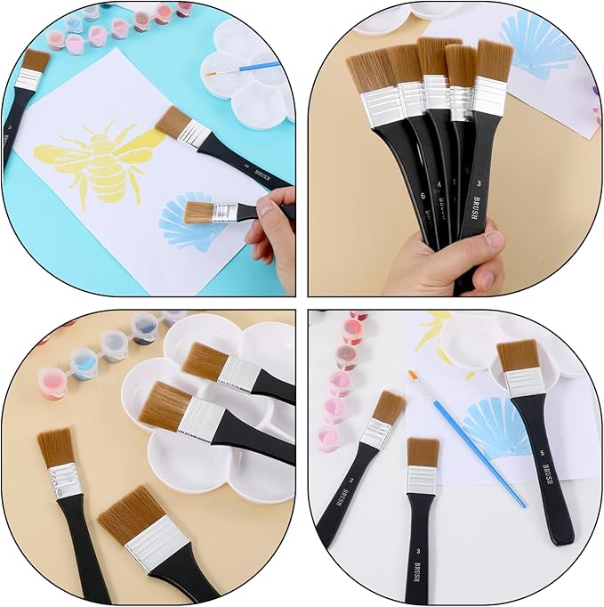Giantree 5Pcs Flat Paint Brushes for Acrylic Painting, Oil Art Paint Brushes Set, Craft Paint Brushes for Applying Gesso, Acrylic Paint, Oil Paint, Watercolor
