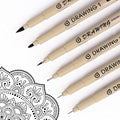 Fineliner Pens, 6 Pack Micro Pen Black Fine Tips Markers, Technical Drawing Pens for Artist No Bleed Calligraphy Pens, Waterproof Archival Ink Pen for Handbook, Illustration, Sketching