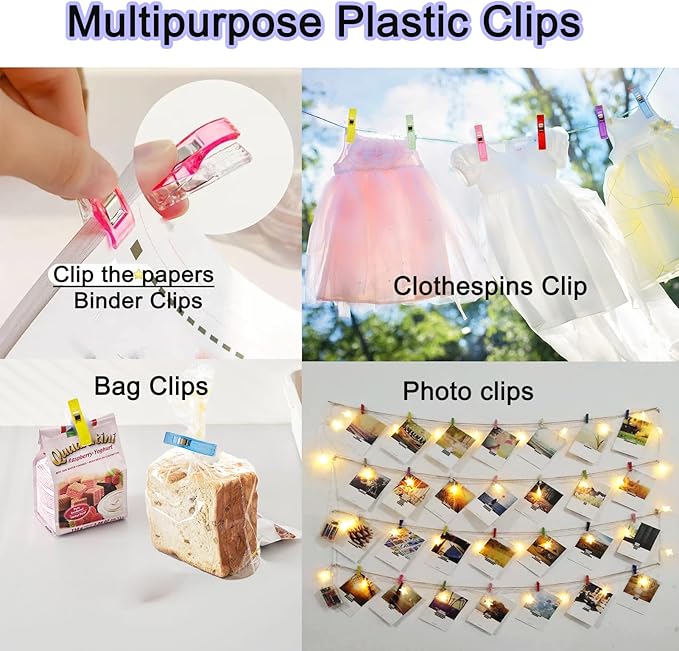 50 PCS Large Sewing Clips, 7 Bright Colors Multipurpose Quilt Clips Craft Tools Quilting Accessories with Box Packed