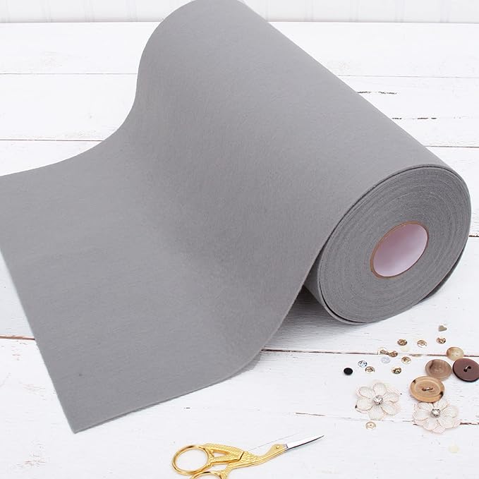 Threadart Premium Felt Roll - 12" x 10yd - Lt Grey | Soft Wool-Like Feel | 1.2mm Thick Fabric for DIY Crafts, Sewing, Crafting Projects | Compatible with Cricut Maker