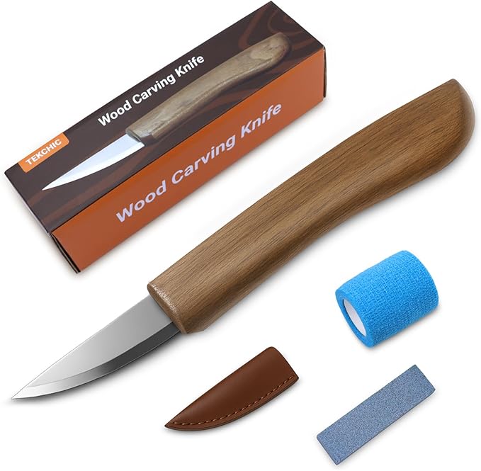 Wood Carving Knife for Beginners - Whittling Knife with Leather Sheath for Adults, Professionals and Wood Carving Enthusiasts - Safety Woodworking Tools