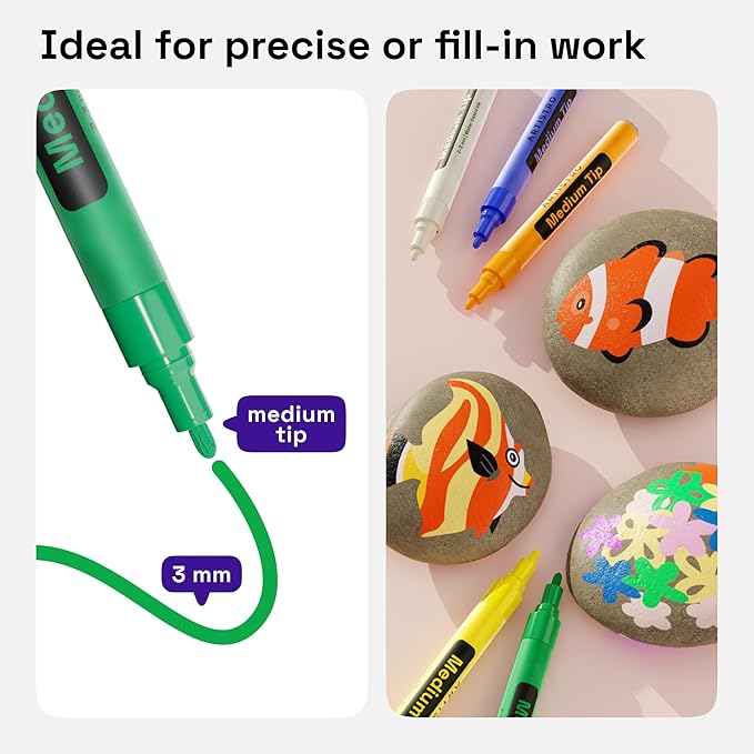 ARTISTRO 30 Fabric Markers - Fabric Decorating Kit - Permanent for Clothes - No Bleed Pens for T-Shirts, Bags, Textile, Canvas, and More (Medium Tip)