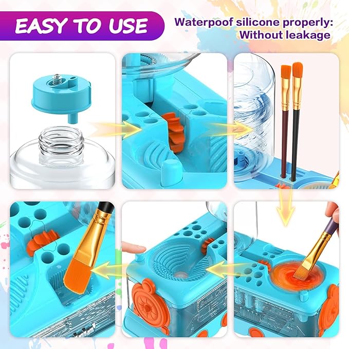 2025 Upgraded Paint Brush Cleaner Tool,Brush Rinser Cup Painting Running Water Circulation Art Supplies for Acrylic,Watercolor and Water Based Creative Gift for Adult Artist and Kids