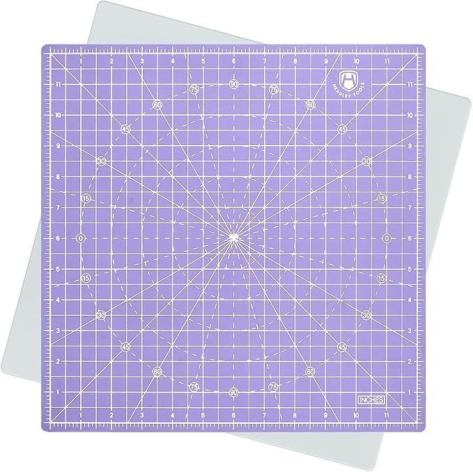 Headley Tools 12"x12" Rotating Cutting Mat, Self Healing Mat with 360-Degree Rotation & Anti-Slip Base, Sewing Board Cutting Mat Perfect for Fabric Quilting Leather Hobby Project, Purple