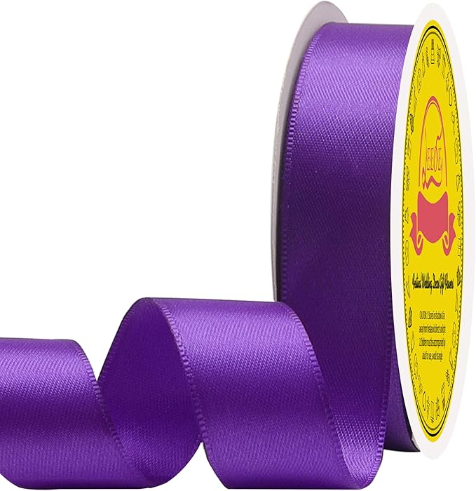 Double Face Purple Satin Ribbon 7/8 inch X 25 Yards Polyester Purple Ribbon for Gift Wrapping Very Suitable for Weddings Party Invitation Decorations and More