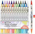 TRANSON 48 Colors Acrylic Paint Marker Set, 24 Pieces of Dual-color Acrylic Paint Pens with Brush Tips Versatile for Craft Painting, Drawing, Rock Painting, DIY, Paint on Most Surfaces