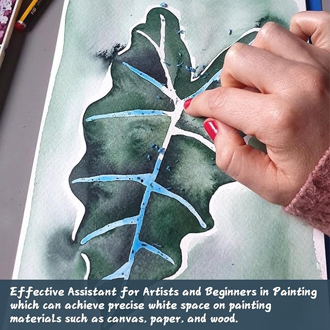 Masking Fluid for Watercolor Painting 60ml Blue with a Paintbrush and Eraser - Art Masking Fluid Pen Watercolor Medium Art Supplies for Artists