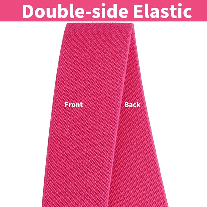 JESEP 1.5 Inch 10 Yards Double-Side Twill Woven Elastic Heavy Stretch High Elasticity for Sewing Pants Waistband, Wigs, Skirts, Craft DIY Projects (Rose 297)