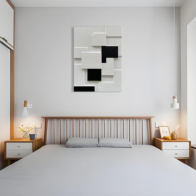 Art 40x28 inches Modern Minimalist Black and White Abstract Art Oil Painting Hand Painted Canvas Wall Art Deco Painting
