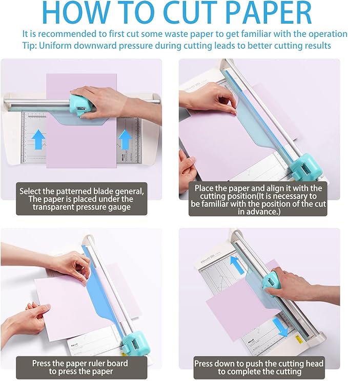 4-in-1 Rotary Paper Trimmer,Portable Rotary Paper Cutter for Crafting with Visual one-Click Blade Switching,Straight, Perforating,Wavy,Folding,12IN Cutting Length for Cardstock,Photos,Scrapbooking